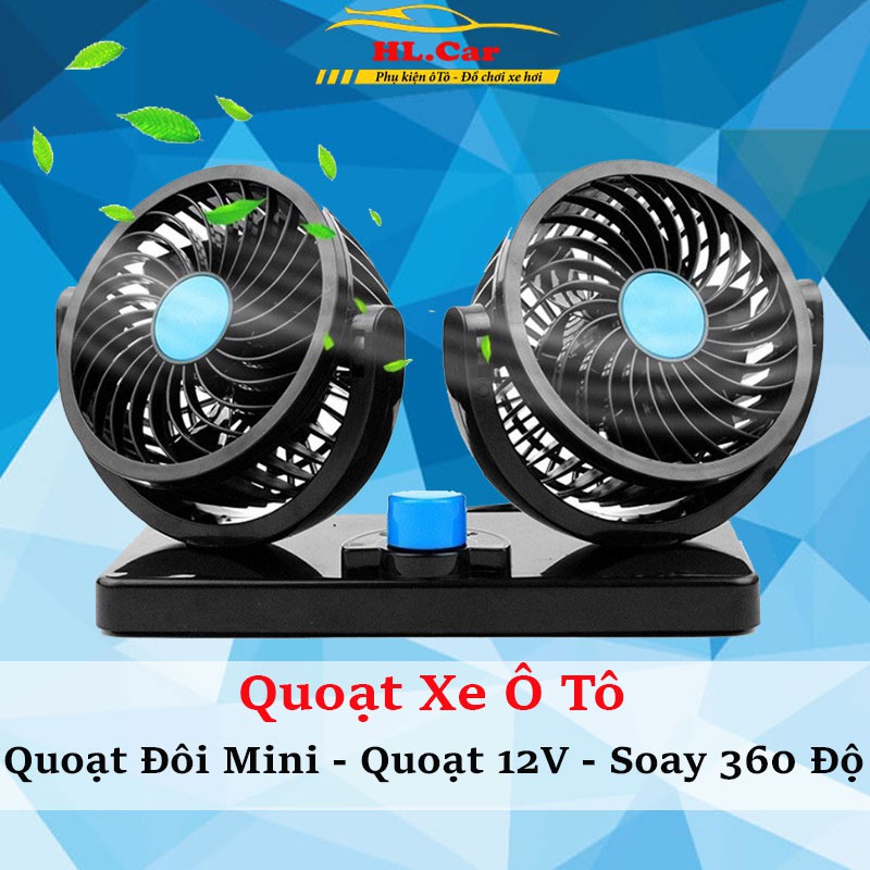 Quạt Xe Ô Tô - Quạt Mini Để Trên Xe Ô Tô Tiện Lợi, Xoay 360 độ, Cắm Tẩu Sạc Hoặc USB, Tiện Ích