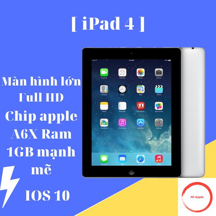 iPad 4 CHÍNH HÃNG APPLE FULL HD Bản wifi 16GB BH 6 tháng 1 đổi 1 tại nhà trong 30 ngày | BigBuy360 - bigbuy360.vn