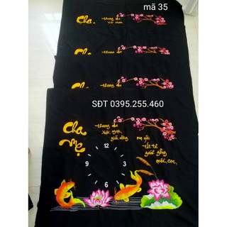Tranh thêu Cha mẹ thêu sẵn kèm đồng hồ 80x60cm