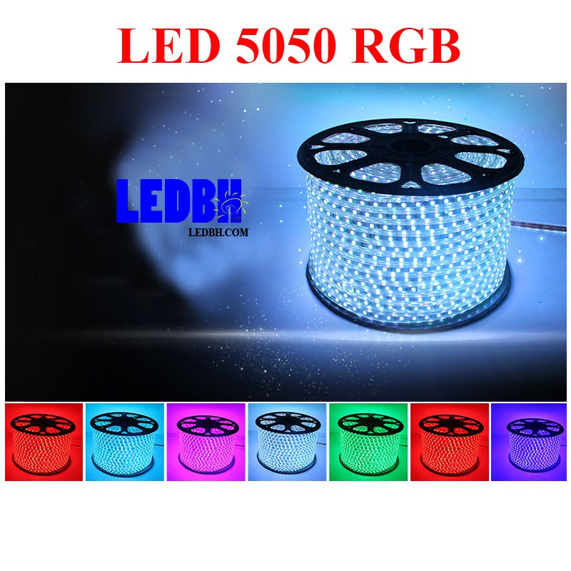 Đèn led dây đổi màu 220V SMD5050-3CHIP-60D-RGB,giá bán cho 1 mét chưa nguồn