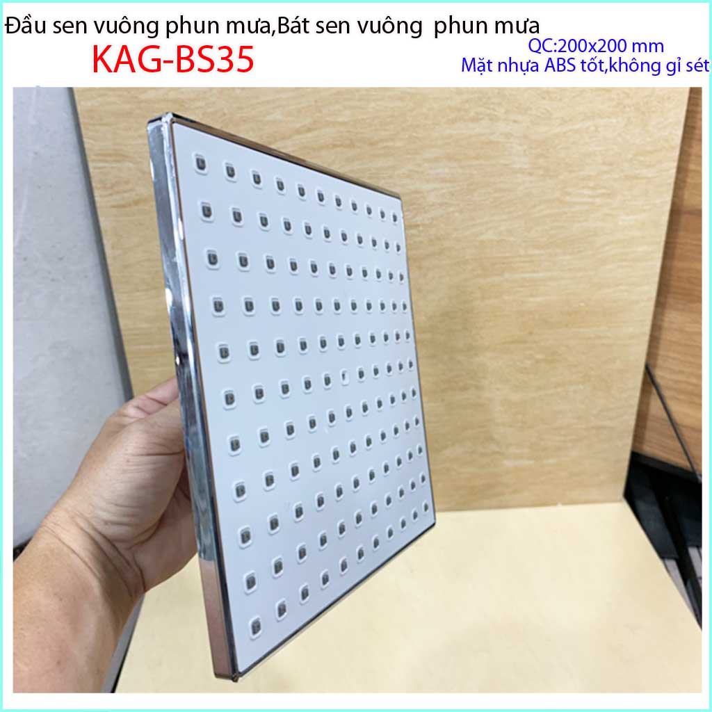 Bát sen tắm đứng KAG-BS35, Bát sen tắm phun mưa vuông 20x20 cm mưa tia nước nhiều phun nước tốt