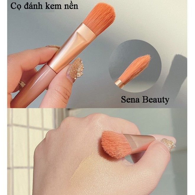 Bộ cọ trang điểm make up cá nhân 8 cây tặng kèm túi zip Vintage Sena Beauty