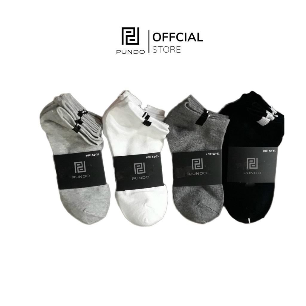 Vớ nam PUNDO màu trắng đen xám cổ ngắn chất liệu cotton cao cấp thoáng khí TVPD01