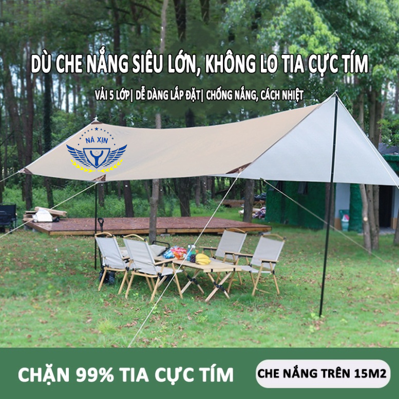 Tấm tăng lều tank bạt che nắng chống mưa, bạt lót cắm trại du lịch dã ngoại dày rộng, màu săc mát mẻ - DCP20