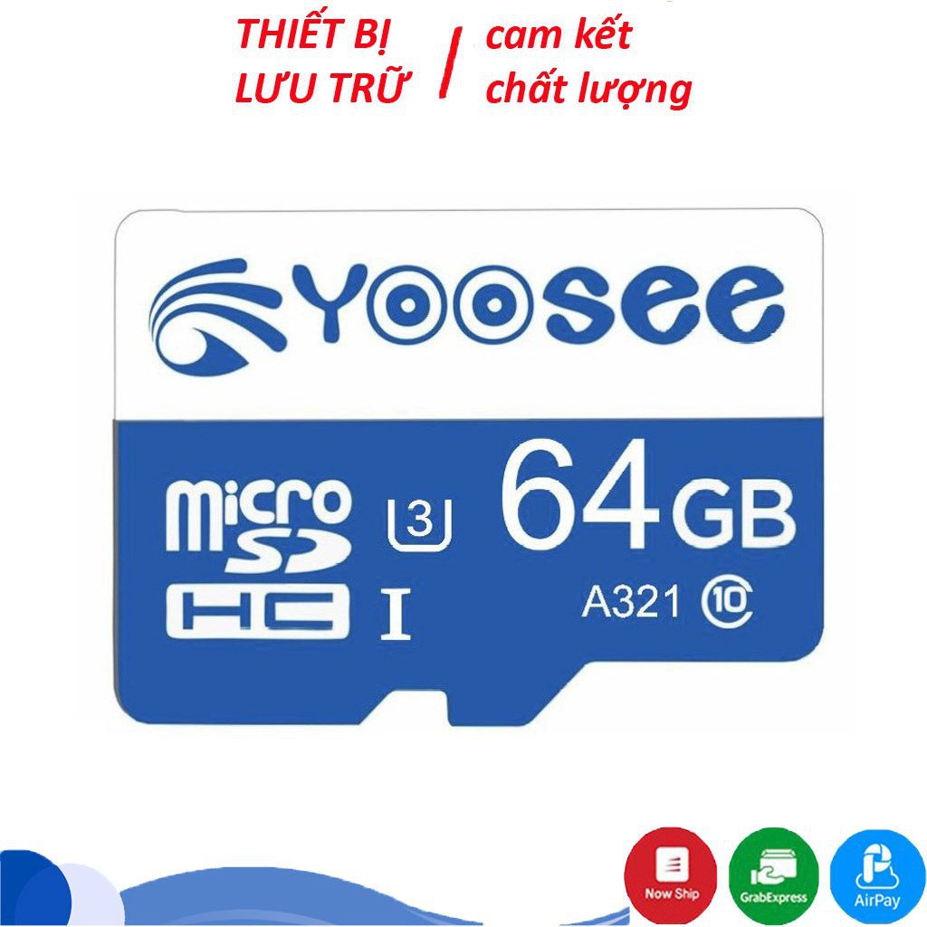 Thẻ nhớ Yoosee 64GB tốc độ cao up to 100MB/s hỗ trợ quay video full HD, video 2K, video 4K | BH 12 Tháng | BigBuy360 - bigbuy360.vn