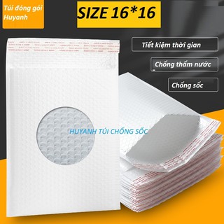 100 túi gói hàng huy anh size 16x16cm túi chống sốc bóng khí vỏ nilong