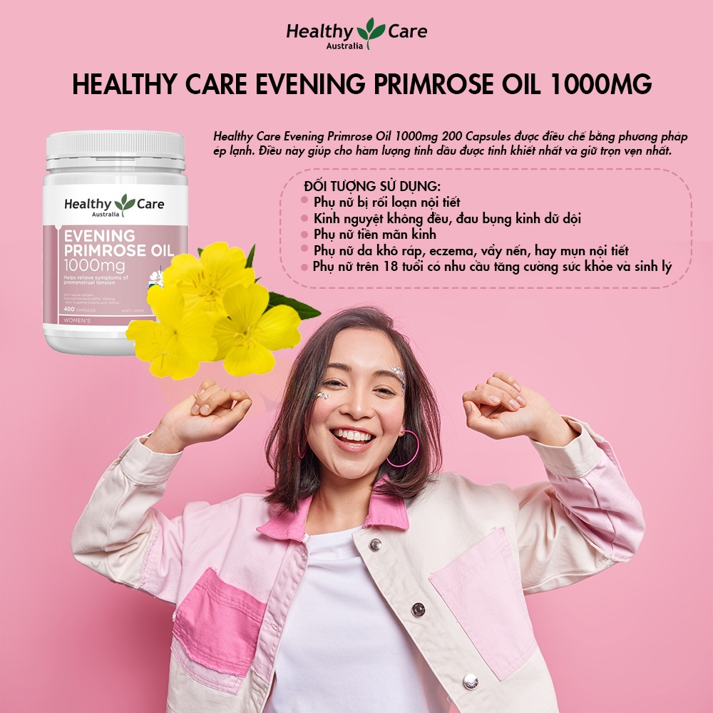 Mầm đậu nành Healthy Care Super Lecithin, Hoa anh thảo Healthy Care Evening Primrose Oil 1000mg cân bằng nội tiết tố