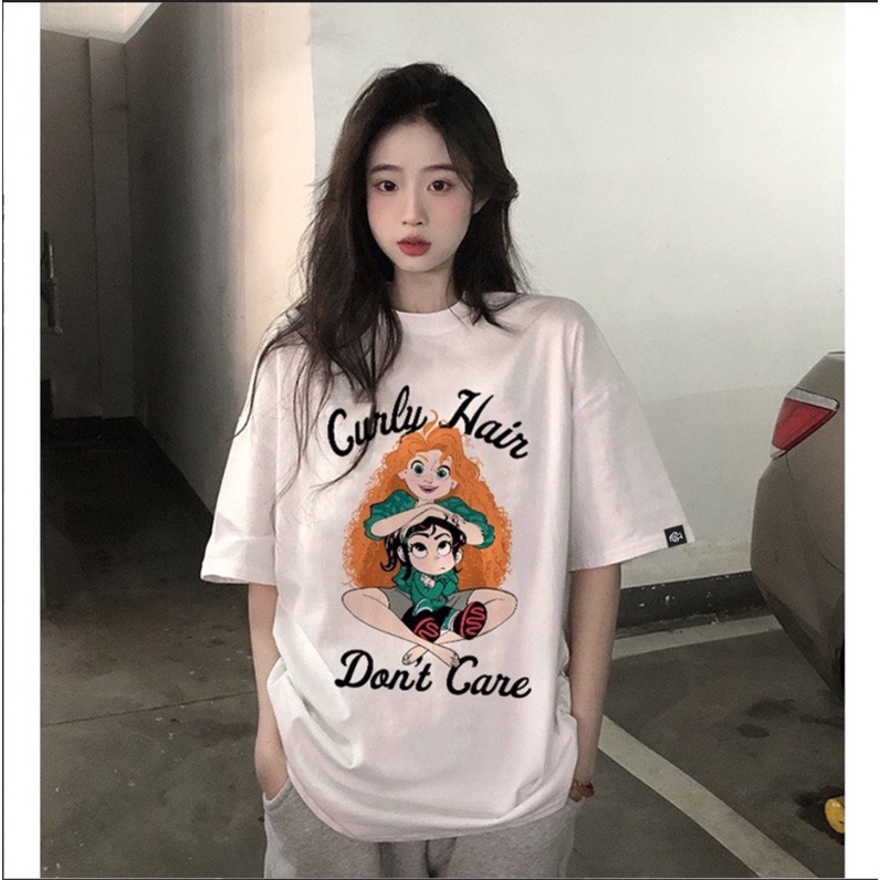 Áo thun phông nam nữ logo tay PINK tay lỡ form rộng CURLY HAIR Unisex