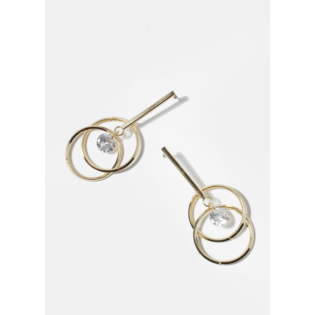 [THANH LÝ] BÔNG TAI SHOP MISS A Layered Circle & Bar Gem Earrings