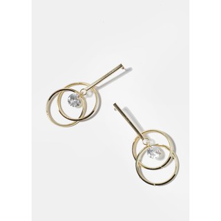 [THANH LÝ] BÔNG TAI SHOP MISS A Layered Circle & Bar Gem Earrings