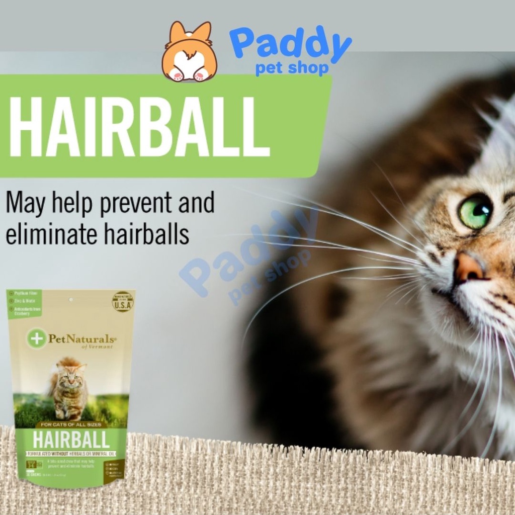 Viên Nhai Tiêu Búi Lông Mèo Pet Naturals of Vermont HairBall 45g