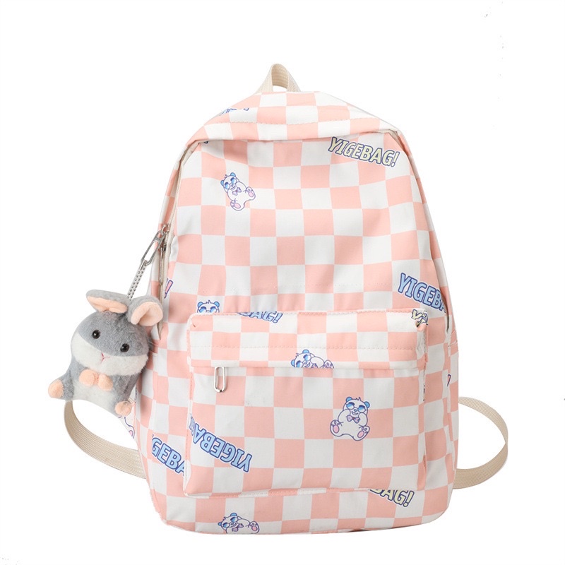 Balo kẻ caro unisex cho nam nữ ulzzang phong cách Hàn Quốc  kiểu dáng mới Fumiao