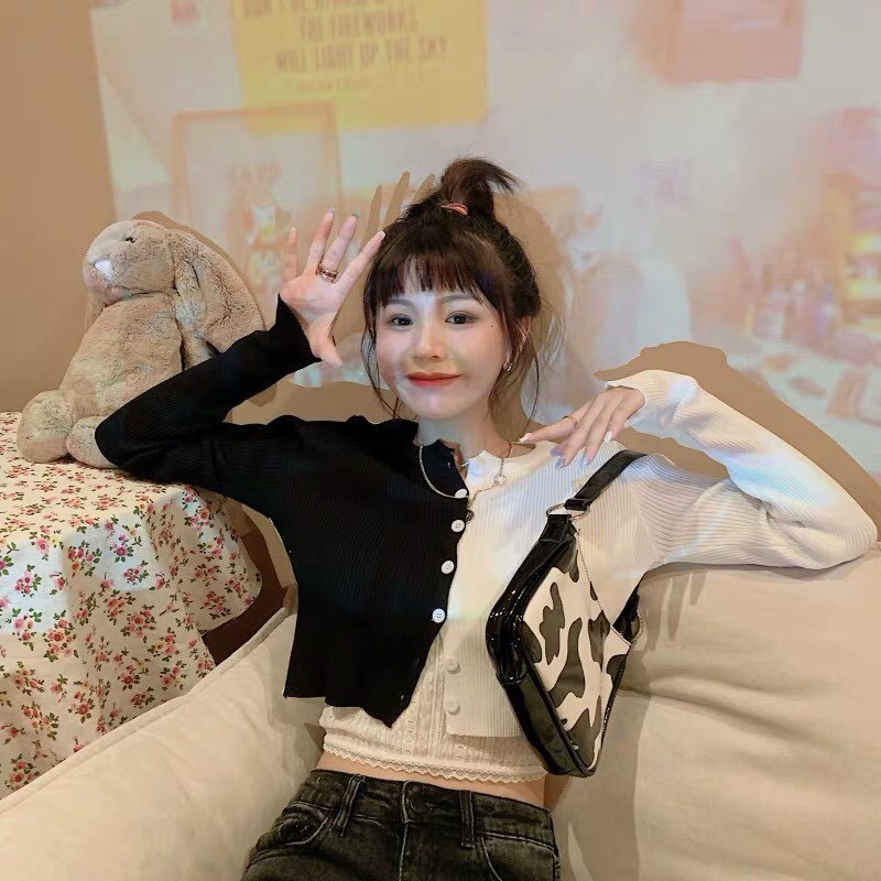 áo gân cổ tròn phối hai màu thời trang TTSA0958