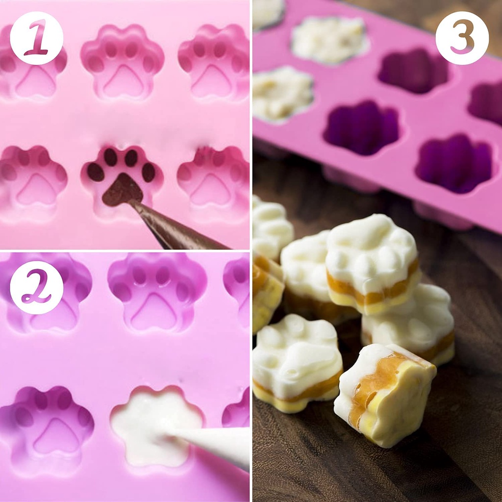 Khuôn silicon Anaeat họa tiết dấu chân thú cưng với 10 ngăn để làm bánh kẹo thủ công