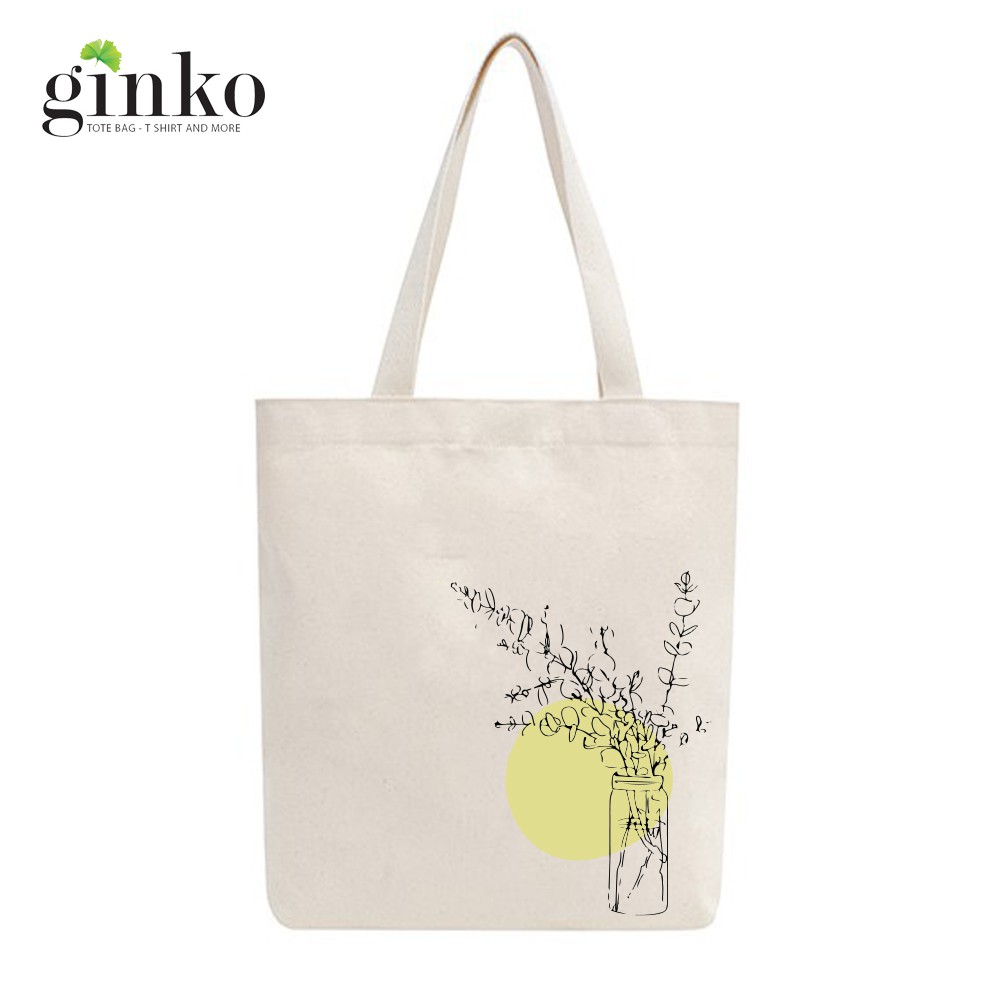 Túi Tote Vải Mộc GINKO Dây Kéo In Hình Minimalism Art M38