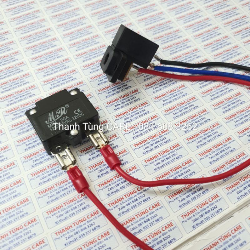 Cụm rắc cắm Nguồn + Cổng sạc + Cầu chì cho xe điện trẻ e 6V & 12V