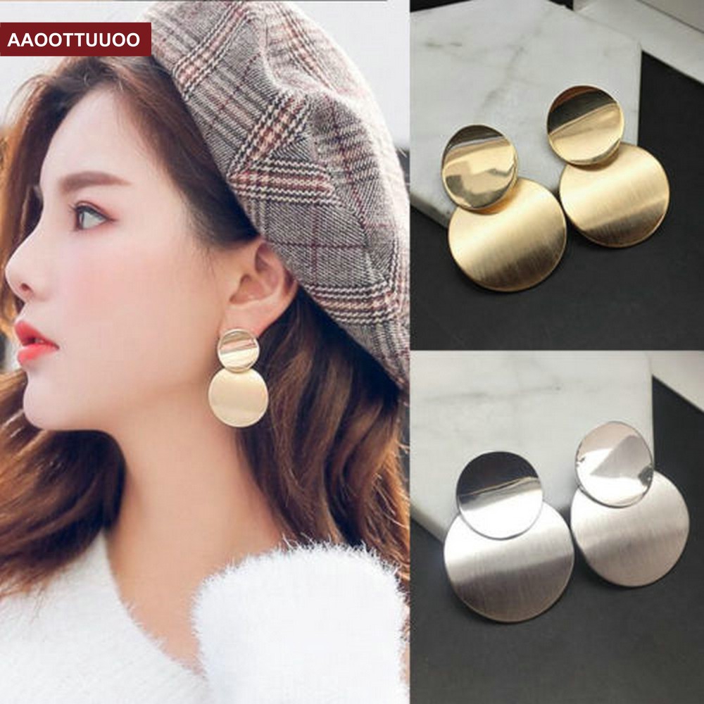 Hoa tai dáng dài hình tròn lồng vào nhau thời trang dành cho nữ