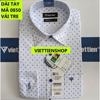 (0850 HVL) ÁO SƠ MI VIỆT TIẾN DÀI TAY VẢI TRE HOA VĂN