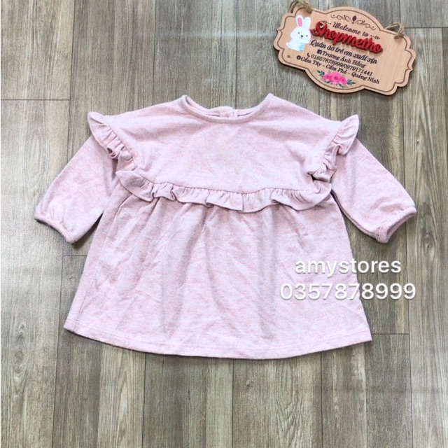 Áo váy cotton len Baby Gap màu Hồng paster xuất xịn