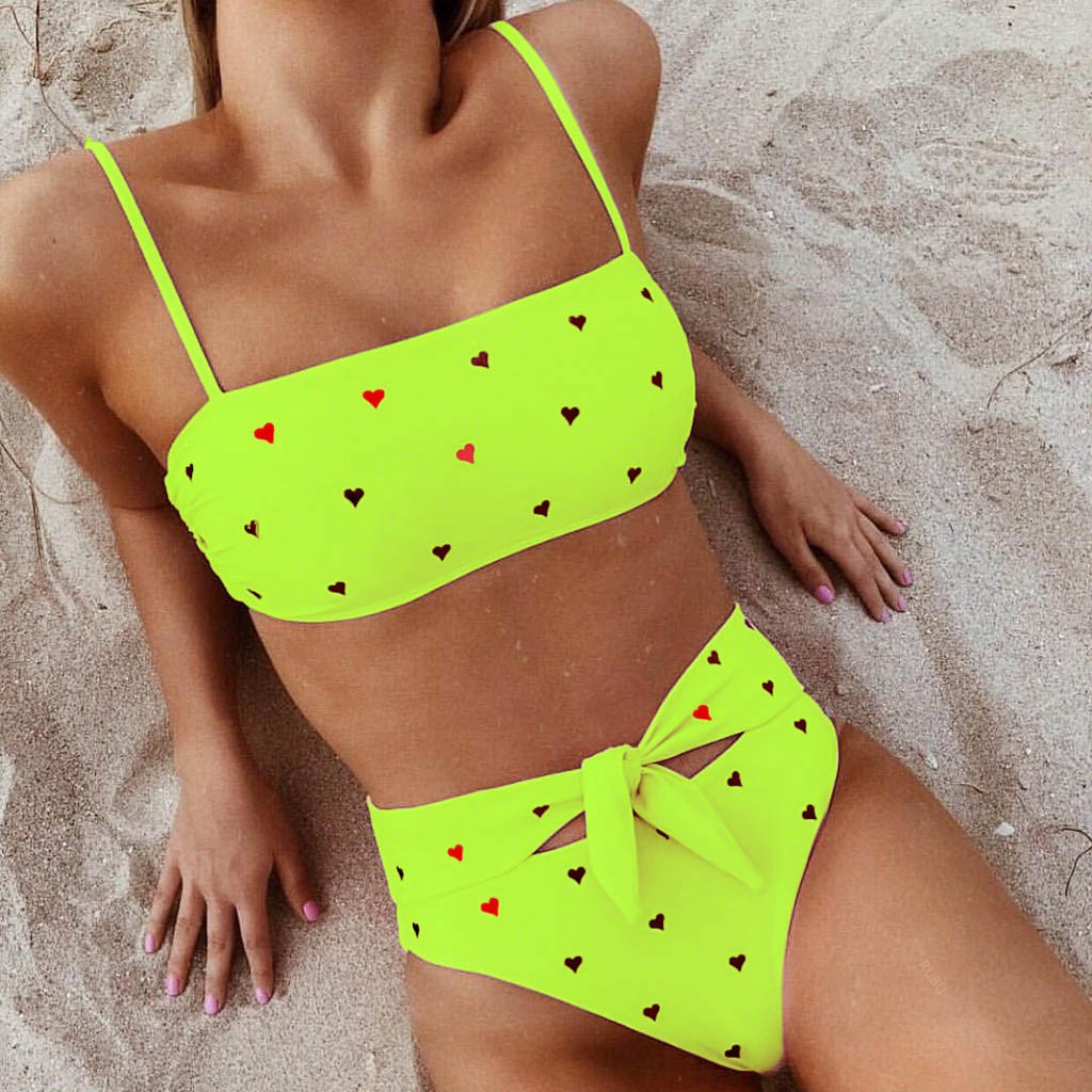 ❦woharyday❦Sexy Women Love Printed Bow Knot Bikini Push-Up Padded Swimwear Swimsuit Set | BigBuy360 - bigbuy360.vn