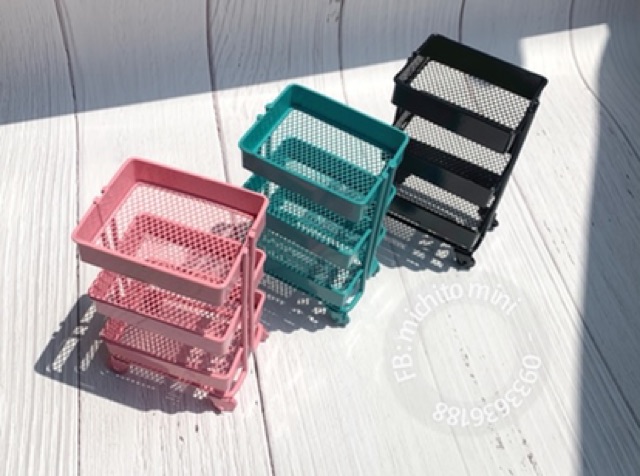 Mô hình kệ xe đẩy ikea trolley mini 3 tầng bằng kim loại cho nhà búp bê