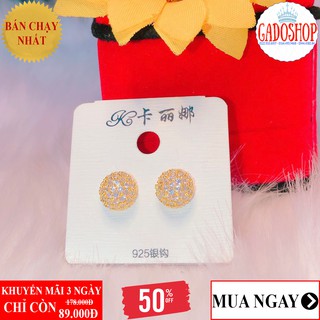 Bông tai nữ GADO bi châu vàng đính đá sáng láp lánh phong cách Hàn Quốc B057