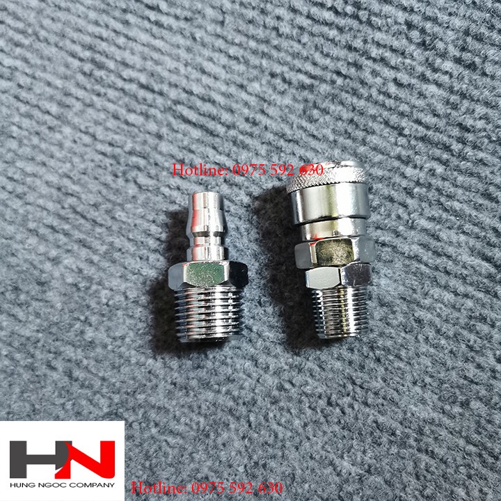 Khớp nối nhanh khí nén ren ngoài 13, 16, 21 mm