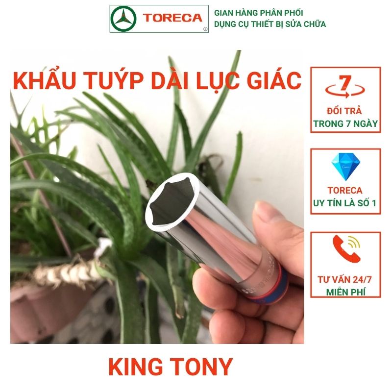 Khẩu tuýp lục giác dài King Tony đai cao su màu xanh chính hãng