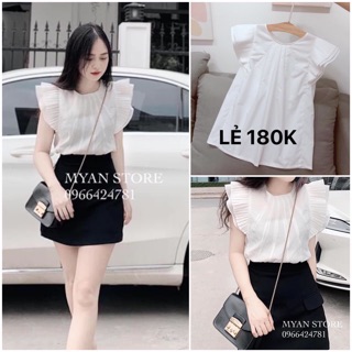Áo sơ mi trắng tay dập ly cánh tiên siêu hót💕video ảnh thật💕