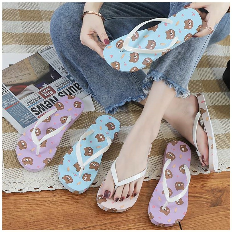 Dép kẹp, dép lê cho nữ siêu mềm hình gấu cute