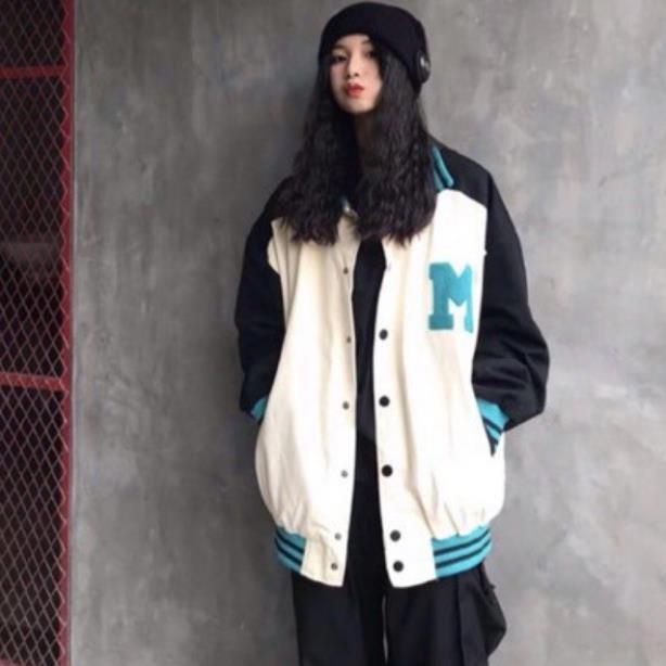 ÁO KHOÁC KAKI CÓ CỔ PHỐI MÀU XANH TRẮNG FORM RỘNG UNISEX NAM NỮ
