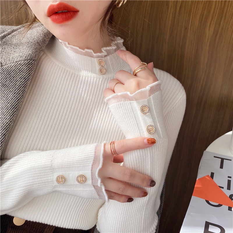 Áo kiểu Pure Cube cổ lọ dáng ôm thời trang thu đông cho nữ