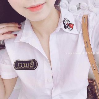 Sơ mi cộc tay thêu cổ
