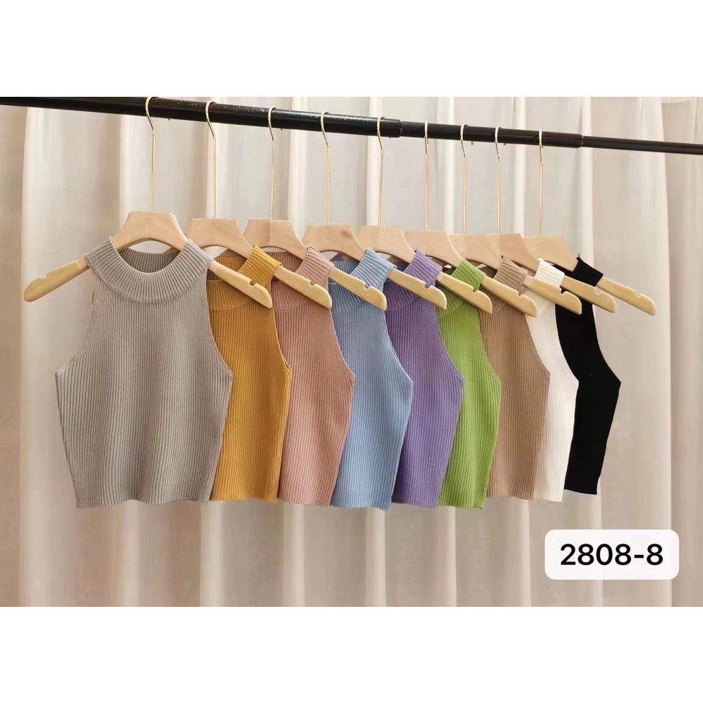 Áo dệt kim cổ lọ sát nách ôm body tôn dáng 2808