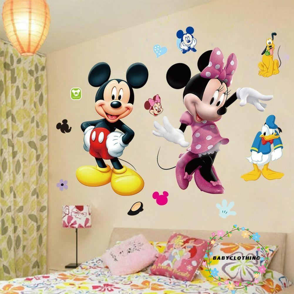Miếng dán tường trang trí hình chuột Mickey và Minnie dễ thương