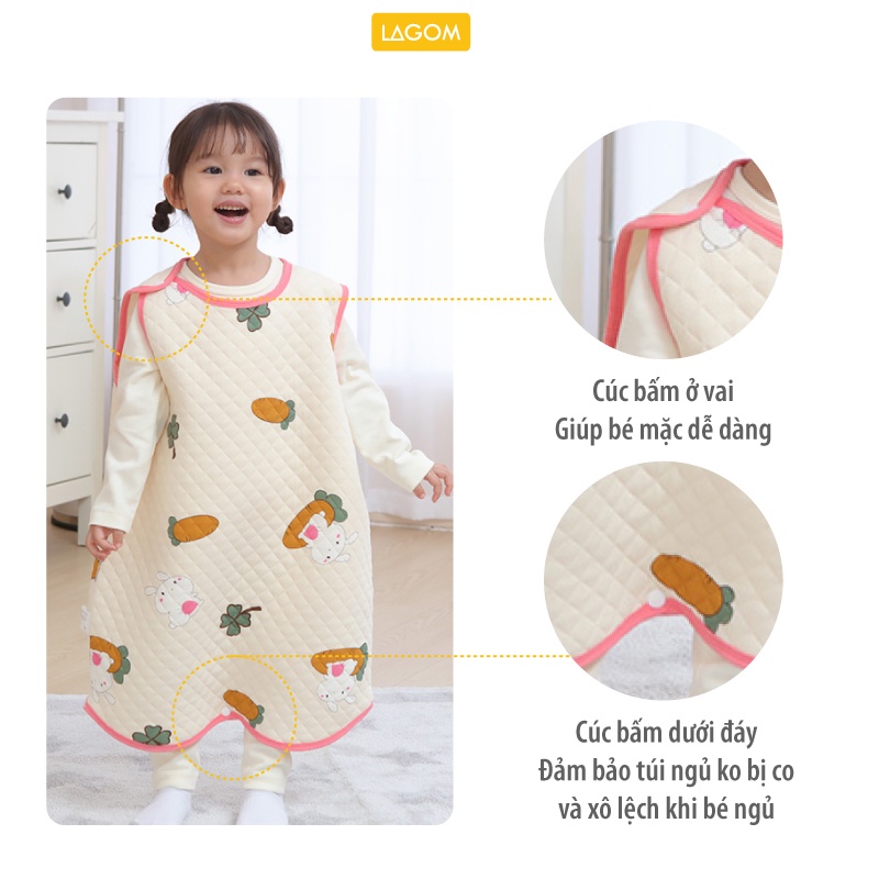 Túi Ngủ Cho Bé Mùa Đông Cotton Trần Bông Ấm Áp | Túi Ngủ Trẻ Em Cao Cấp