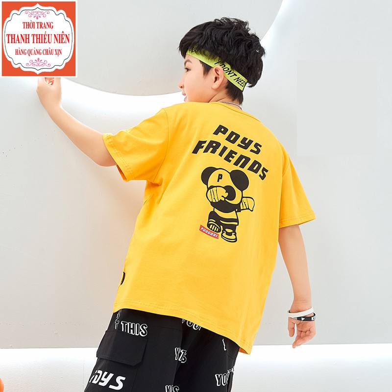 [35Kg - 75Kg] Áo Thun Áo Phông Nam Ngắn Tay Không Cổ Vải Cotton Hàng Quảng Châu Co Giãn 4 Chiều Màu Vàng | BigBuy360 - bigbuy360.vn