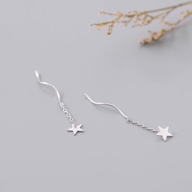 Khuyên tai bạc nữ TLEE tua sao dáng dài nữ tính TleeJewelry B0175