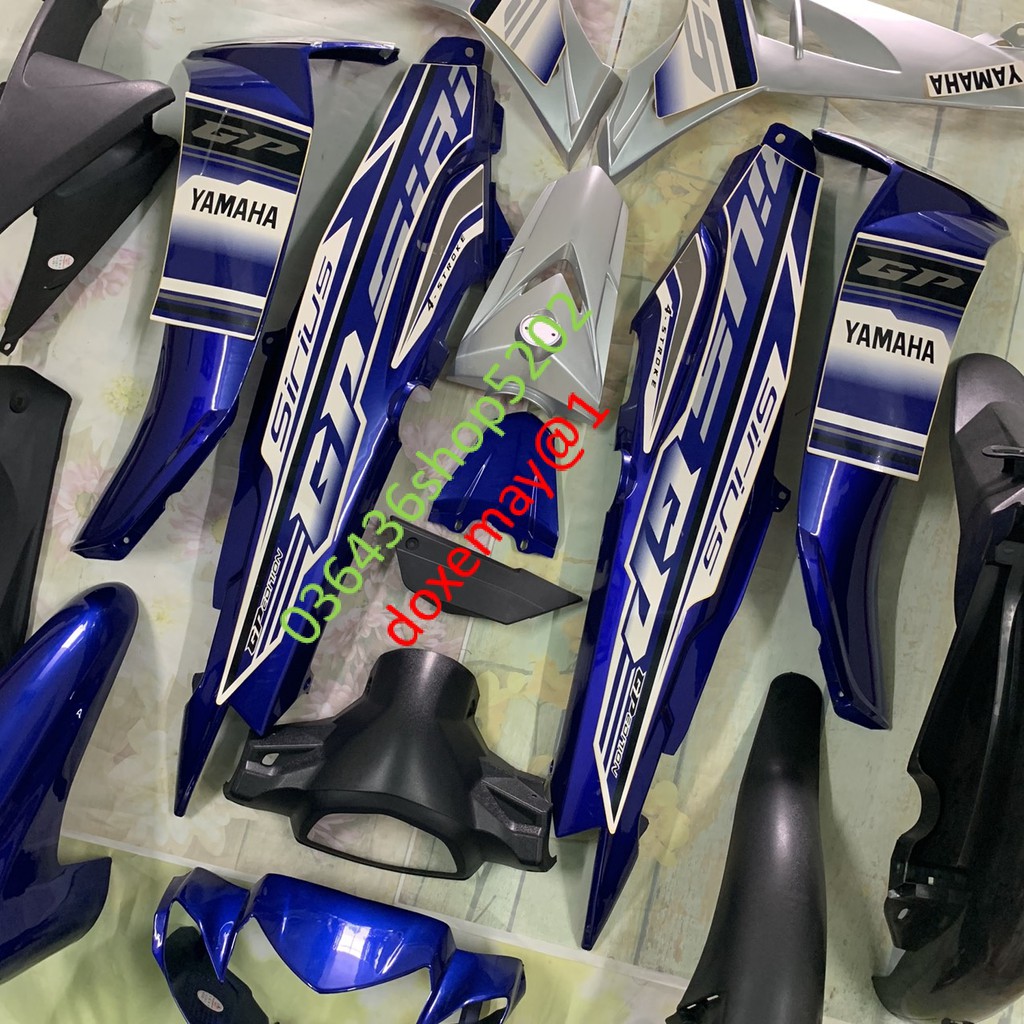 Bộ dàn áo xe sirius màu XANH DƯƠNG phanh cơ-SIRIUS RC-nhựa trắng nguyên sinh cao cấp hàng loại đẹp