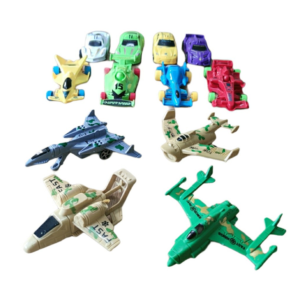 Set 12 mô hình đồ chơi mini cho bé Siêu xe, Ô tô, Phi cơ