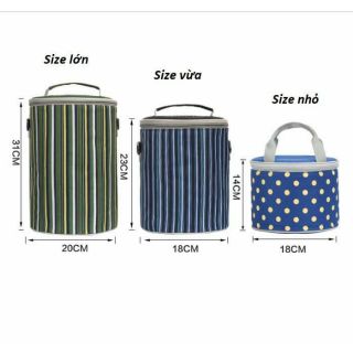 Túi giữ nhiệt hộp cơm 3 kích thước đủ màu