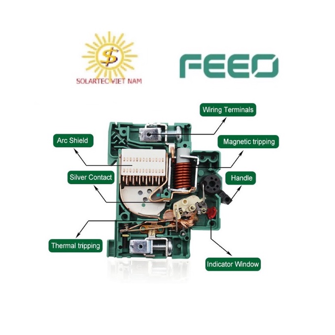 Aptomat DC 800v 16A hãng FEEO, đóng cắt mạch điện một chiều