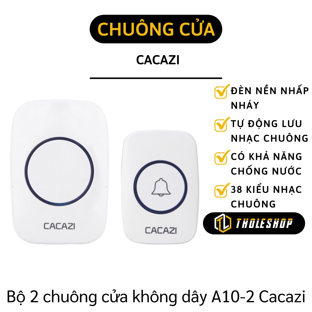 Chuông Cửa - Bộ 2 Chuông Cửa Không Dây A10-2 Cacazi Chống Nước, Khoảng Cách 300m 9473