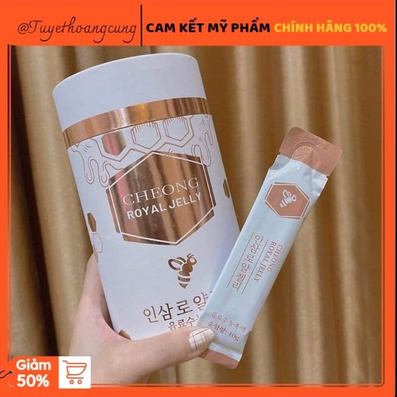 Colagien sữa ong chúa Cheong royal jelly hộp 30 gói trẻ hoá sáng da mờ nám( tặng kèm bình pha)