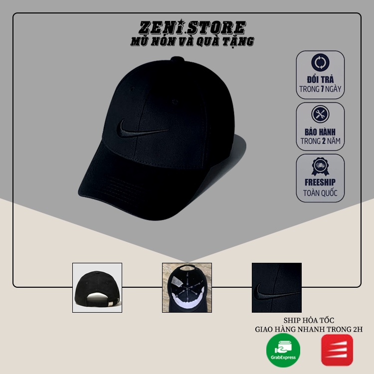 Mũ lưỡi trai, Nón kết xuất khẩu Zeni Store đen thêu logo Nai đen Siêu HOT Freeship, Full Hộp