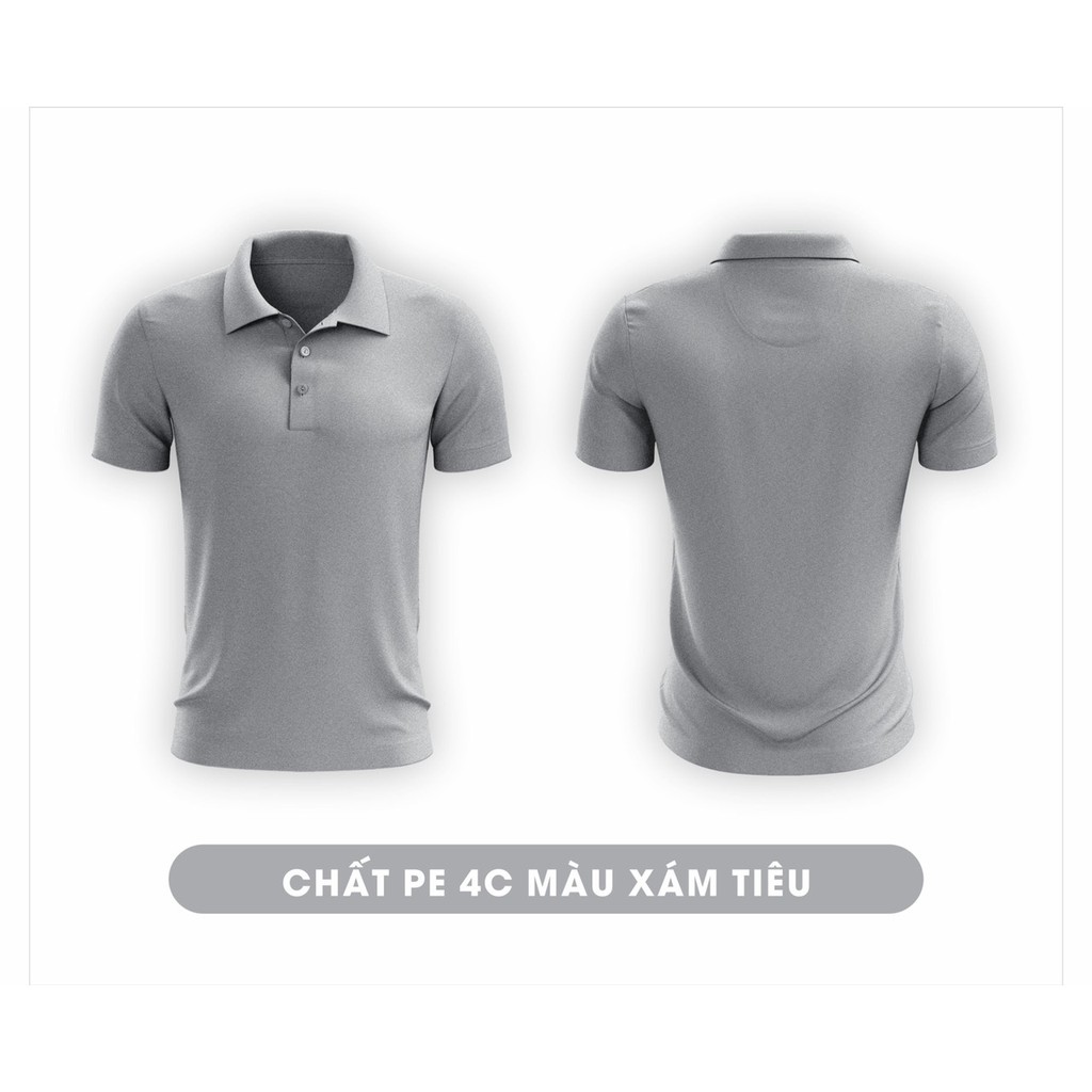 Áo THUN nam MÀU XÁM TIÊU có cổ, vải Cá Sấu poly cổ dệt bo cao cấp