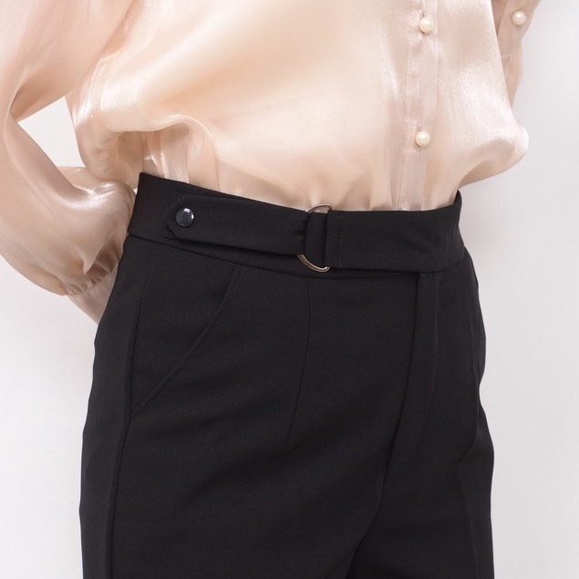 Quần baggy nữ lưng cao đai D cạp cao công sở Homieyl cao cấp chất vải đẹp, quần tây nữ lưng cao màu đen đi học đi làm