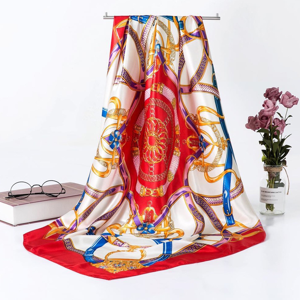 Khăn Choàng Lụa Satin Hình Vuông 90cm(35.4inch) Thoáng Khí Thời Trang WJ1001-15