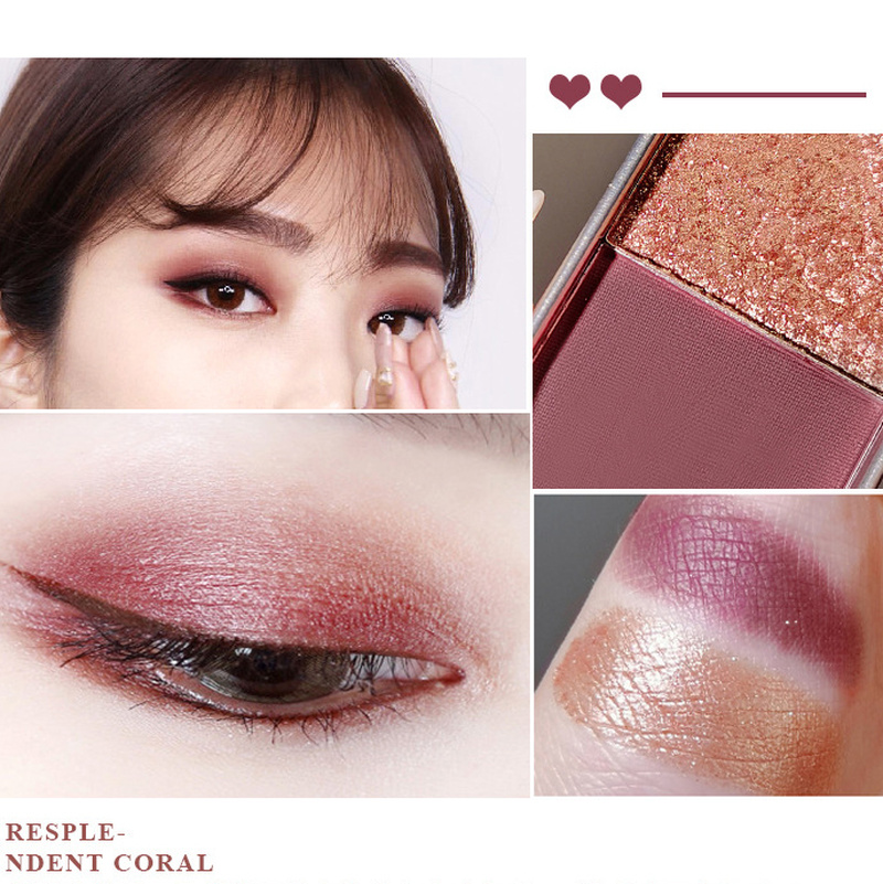 [Hàng mới về] Bảng phấn mắt kết hợp 2 màu mờ và ánh nhũ trang điểm lâu trôi cho nữ