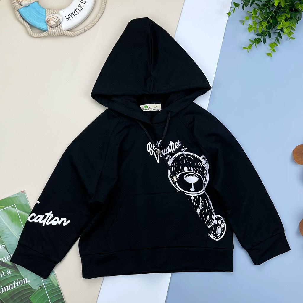 Áo nỉ hoodie in gấu LITIBABY 2/8T